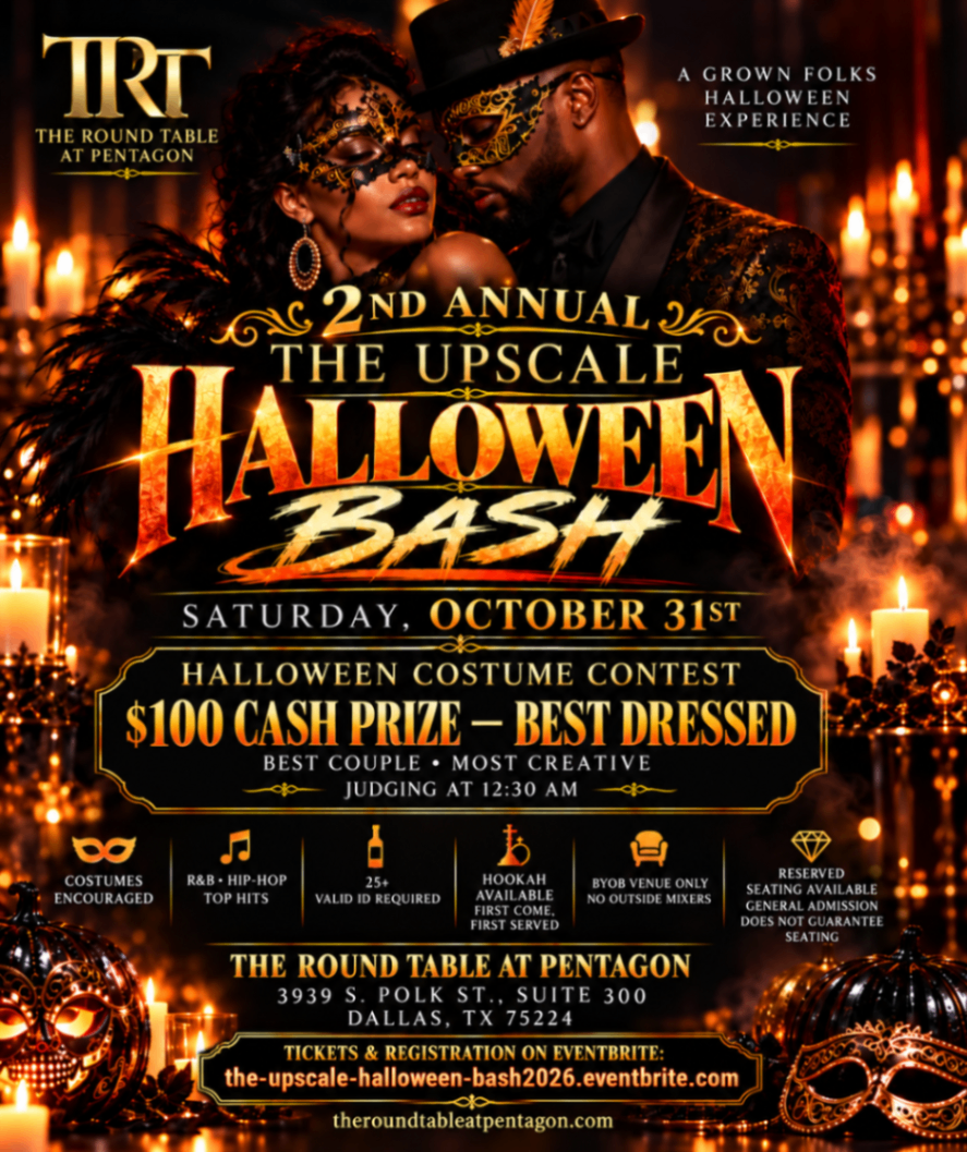 The 2nd Annual Upscale Halloween Bash flyer for Saturday, October 31, 2026 at The Round Table at Pentagon