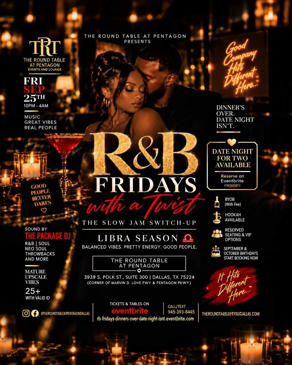 R&B Fridays with a Twist flyer for Friday, September 25, 2026 at The Round Table at Pentagon